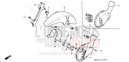 FRONT FENDER/ FRONT DISC COVER NX6502L de 1990